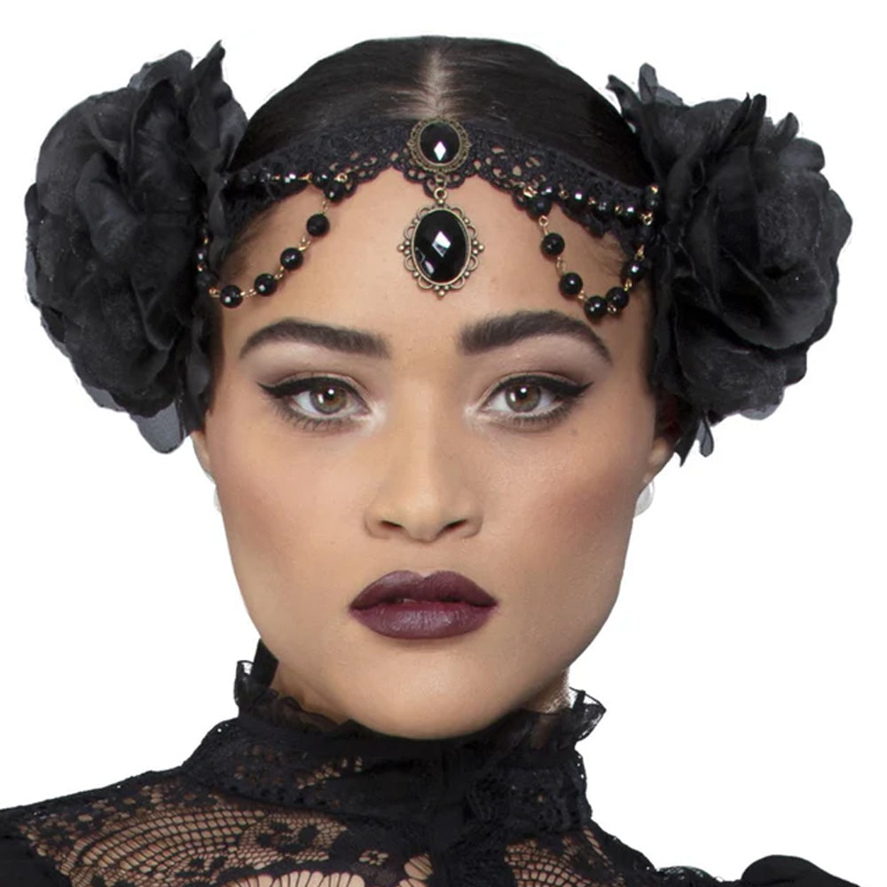 Deluxe Gothic Rose Embellished Beaded Headpiece