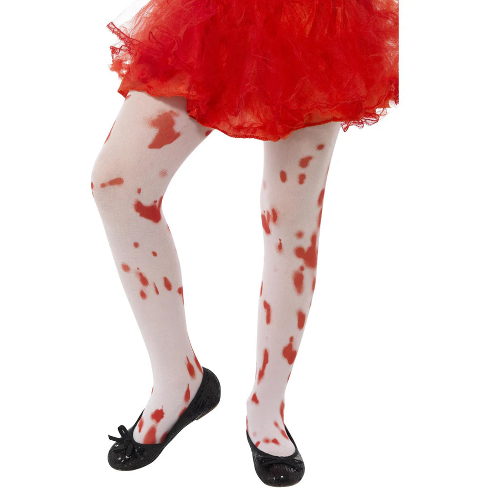 Kids White Blood Stained Tights - Age 6-12 Years