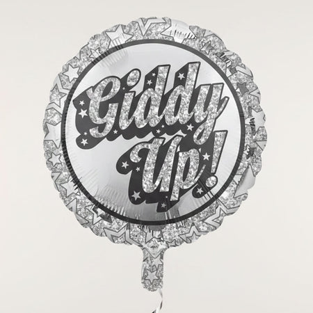 Giddy Up Silver Sparkle Foil Balloon - 18