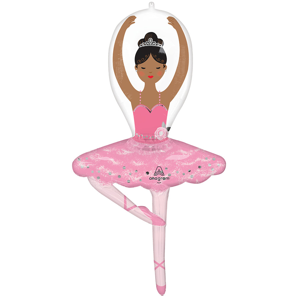 Ballerina Girl Dark Hair Foil Balloon - 43"
