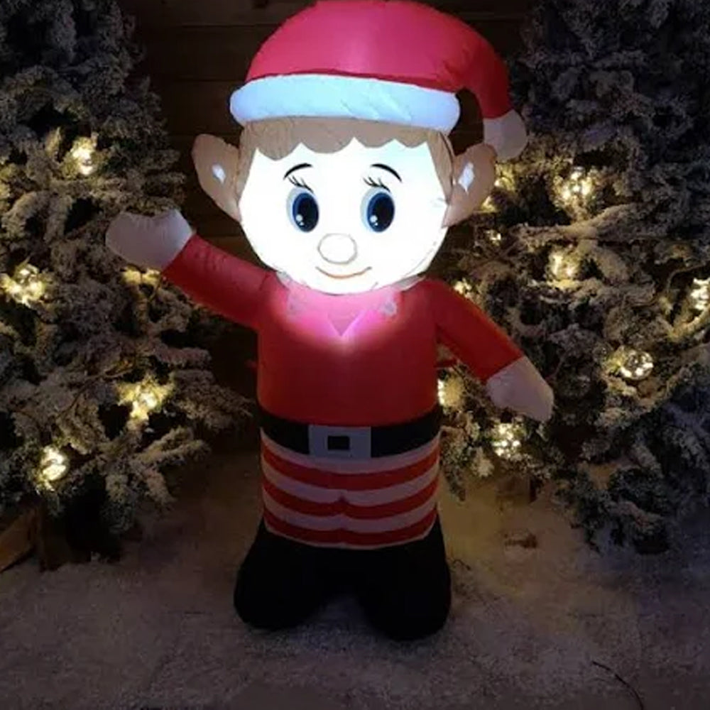 Large Outdoor Christmas Inflatable Elf With Lights Decoration - 1.8m