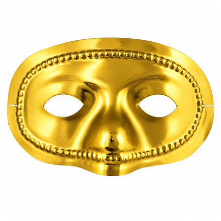 Gold Metallic Half Face Masquerade Mask - Each