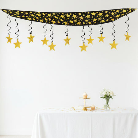 Gold Stars Ceiling Decoration – 3.6m