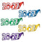 2027 Glittered Card Glasses - 5 Assorted Colours - Each