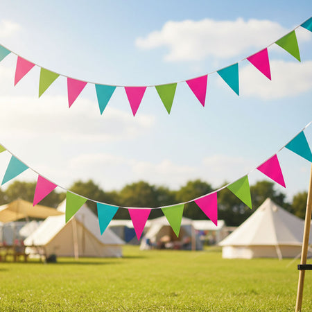 Blue, Pink & Green 'All Weather' Bunting - 3.6m (12 flags)