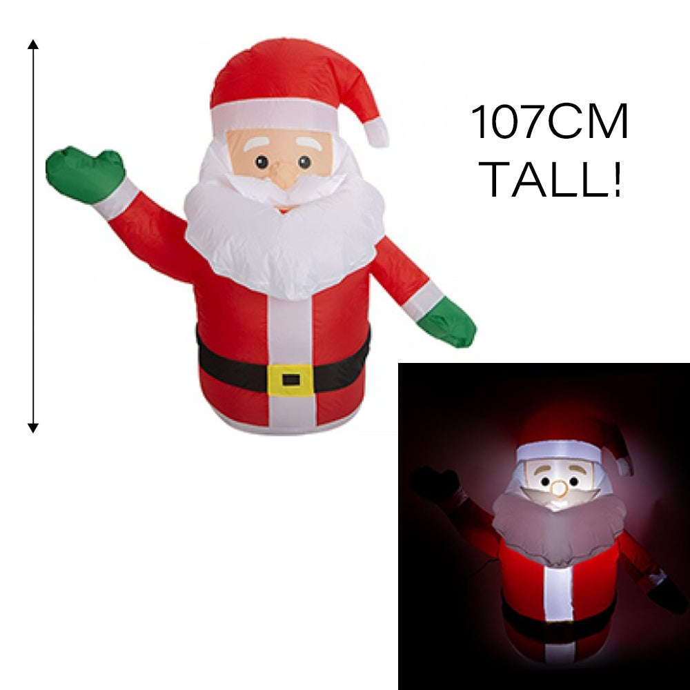 Outdoor Christmas Inflatable Santa With Lights Decoration - 1.07m