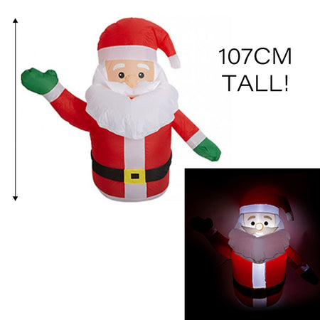 Outdoor Christmas Inflatable Santa With Lights Decoration - 1.07m