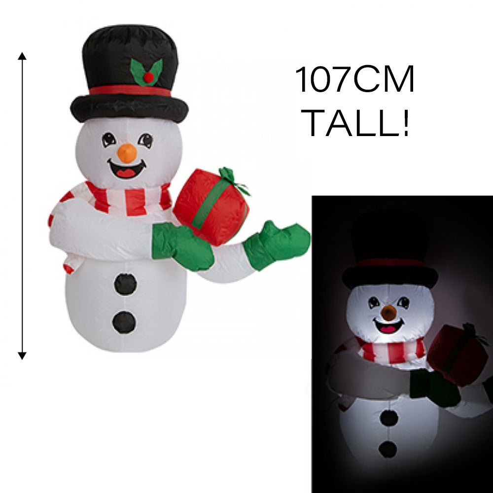 Outdoor Christmas Inflatable Snowman With Lights Decoration - 1.07m