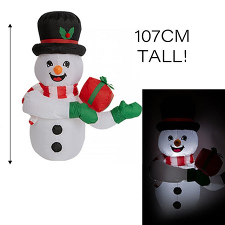 Outdoor Christmas Inflatable Snowman With Lights Decoration - 1.07m