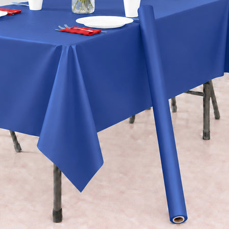 Royal Blue Plastic Table Roll - 30.5m x 1m