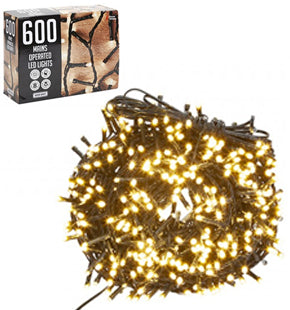600 Warm White LED Fairy Lights - Indoor and Outdoor Use - Mains Operated