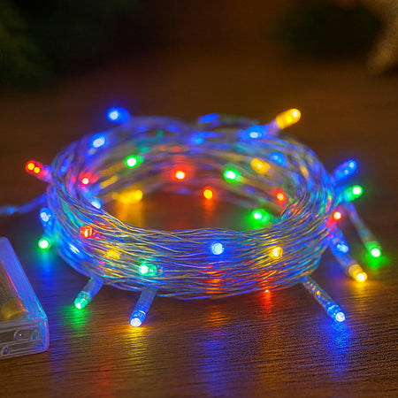 Multi Coloured Battery LED Fairy Lights - Set of 100 - 10m