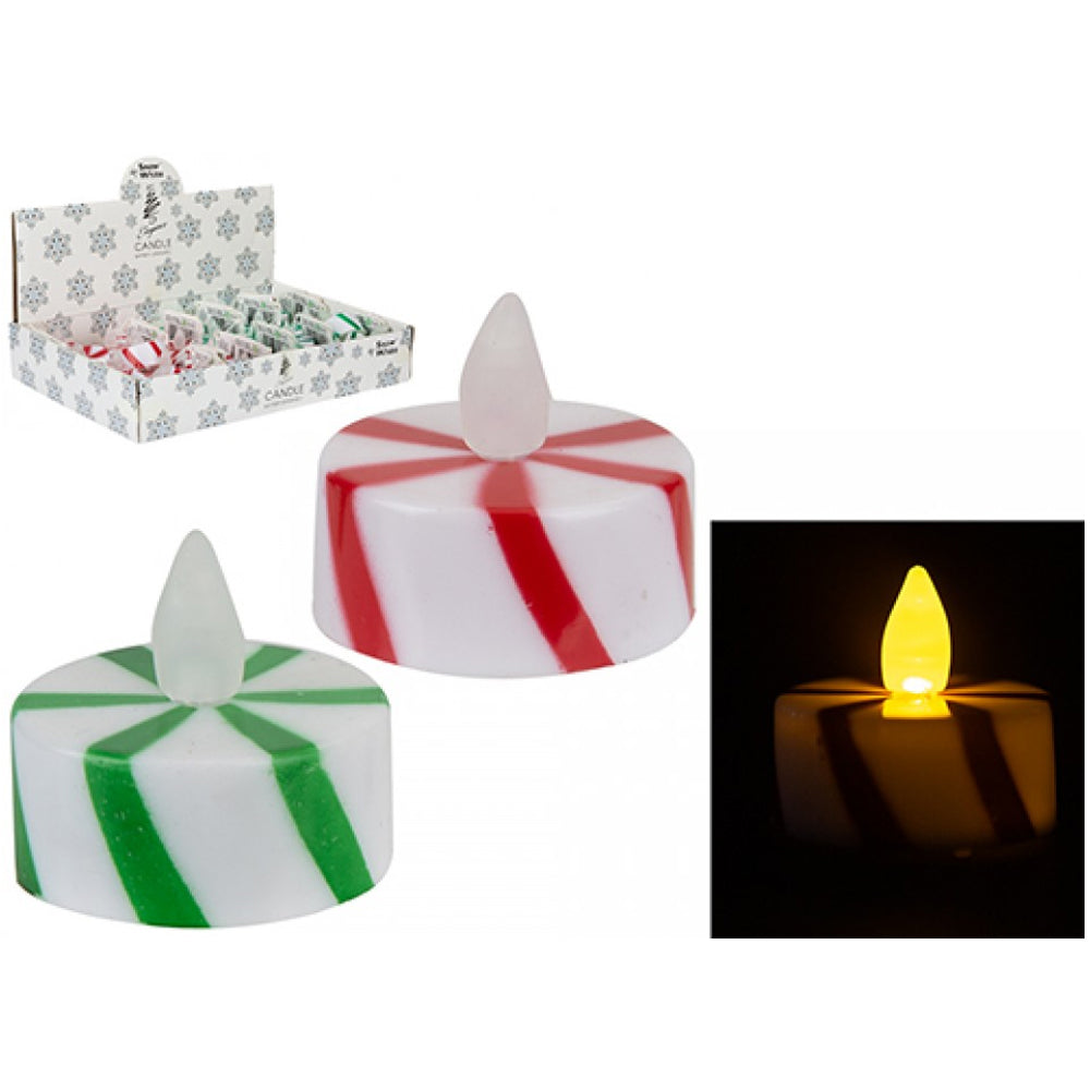Christmas Candy Stripe Tea Light Candles - 2 Colours - Each