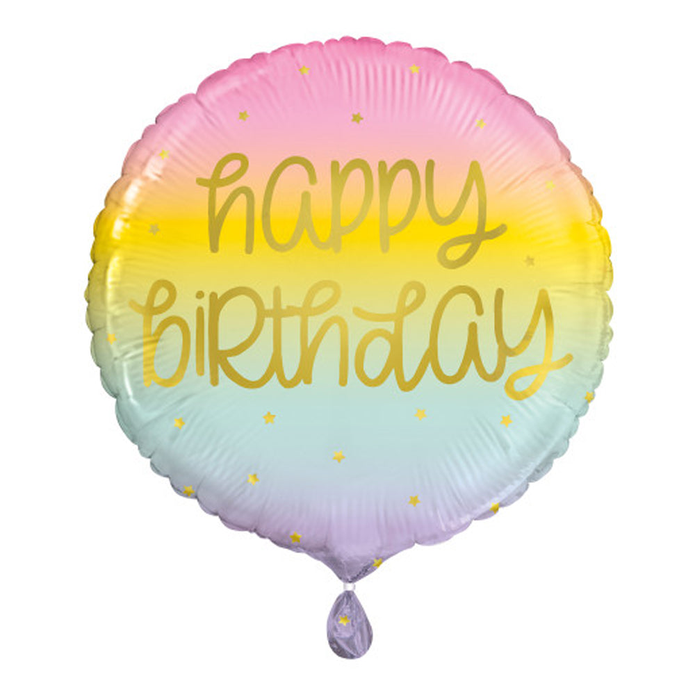Pastel Rainbow Gold Happy Birthday Foil Balloon | Party Packs