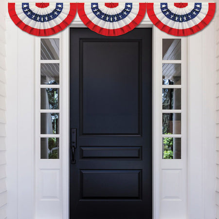 American USA Flag Paper Fan Garland Decoration - 1.8m