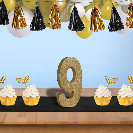 Gold Glitter Number 9 Table Decoration - 20cm