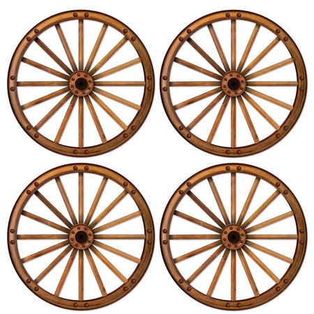 Wagon Wheel Cutouts Decorations - 43cm - Pack of 4