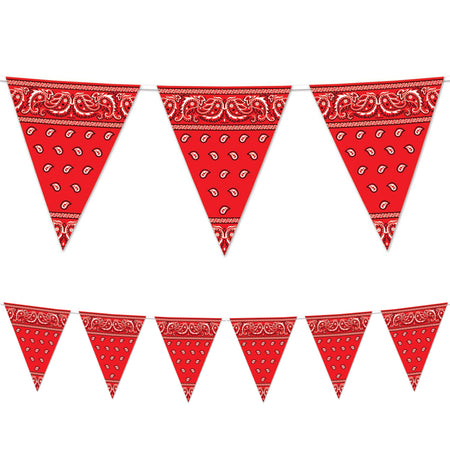 Red Bandana Plastic Bunting - All Weather - 3.66m