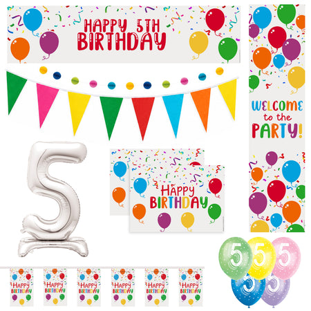 5th Birthday Rainbow Balloons Decoration Pack