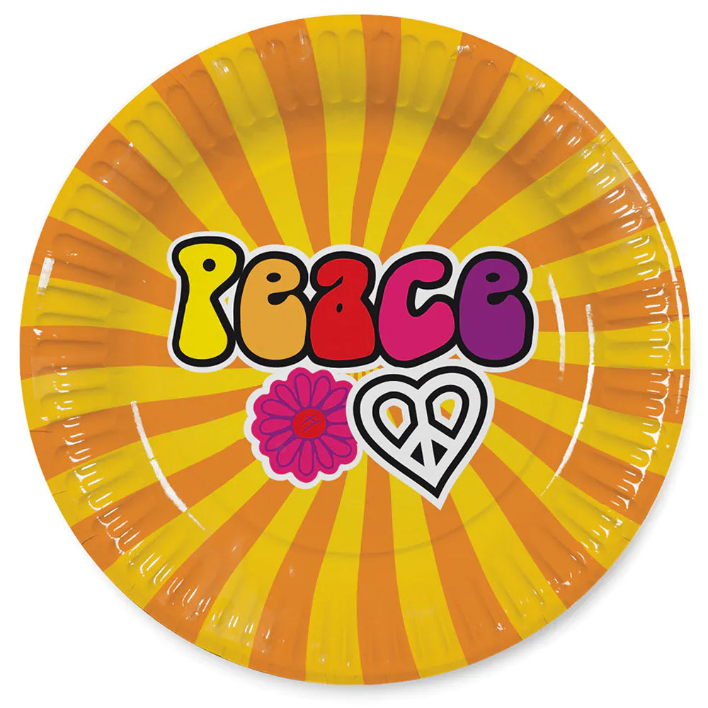 1960's Hippie Paper Plates  - 23cm - Pack of 8