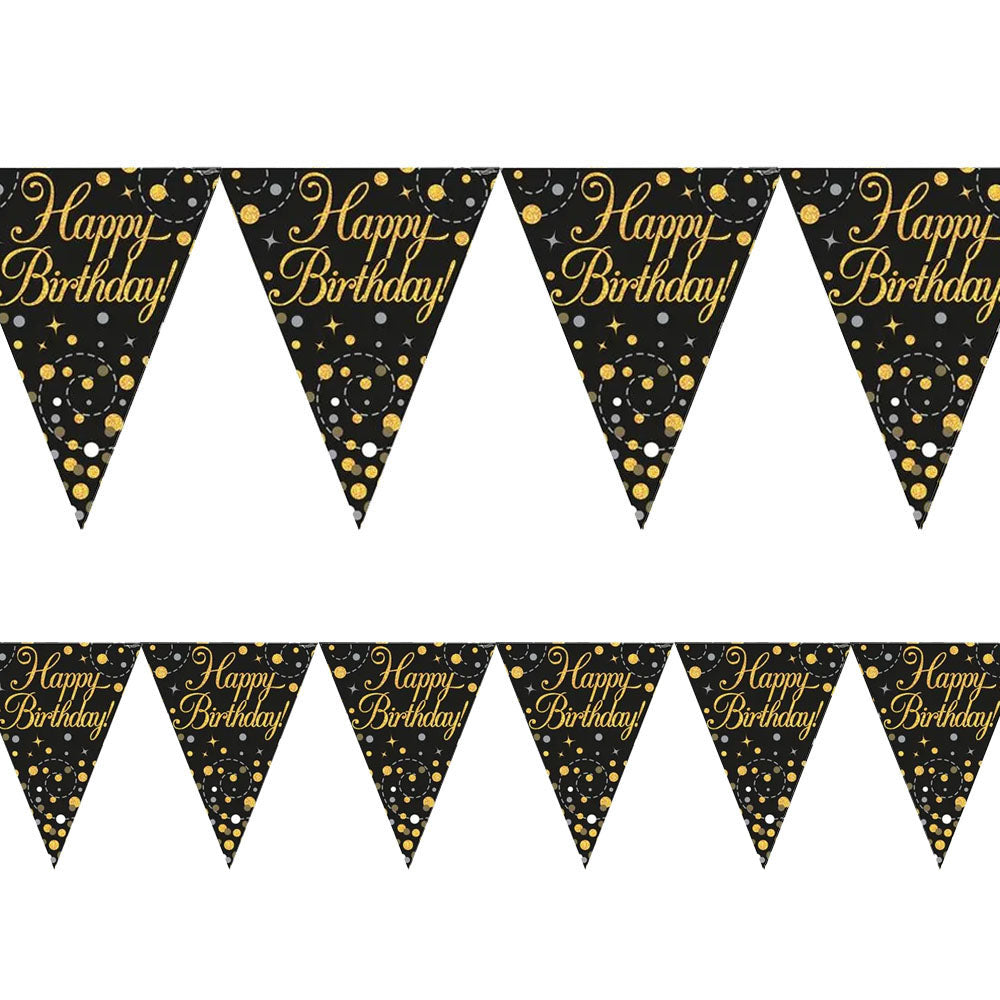 Gold Celebration "Happy Birthday" Prismatic Pennant Bunting - 4m