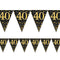 Gold Celebration 40th Birthday Prismatic Pennant Bunting - 3.9m