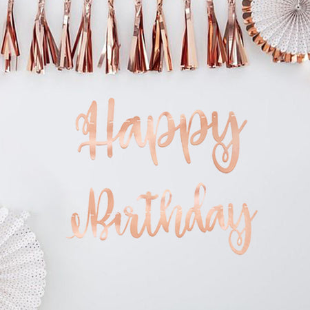 Rose Gold Happy Birthday Letter Banner - 2.13m