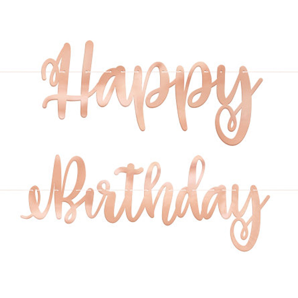 Rose Gold Happy Birthday Letter Banner - 2.13m