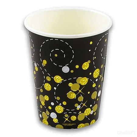 Gold Celebration Black & Gold Paper Cups - 266ml - Pack of 8