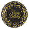 Gold Celebration Happy Birthday Paper Plates - 23cm - Pack of 8
