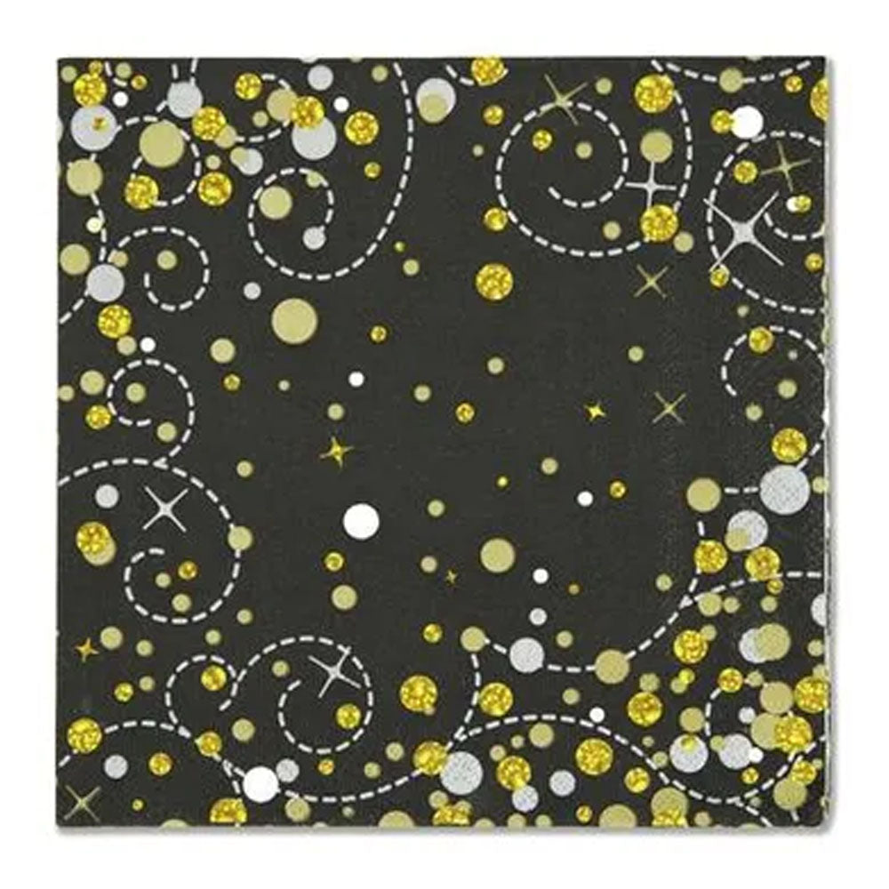 Gold Celebration Black & Gold Paper Napkins - 33cm - Pack of 16