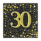 Gold Celebration 30th Birthday Paper Napkins - 33cm - Pack of 16