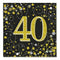 Gold Celebration 40th Birthday Paper Napkins - 33cm - Pack of 16