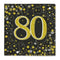 Gold Celebration 80th Birthday Paper Napkins - 33cm - Pack of 16