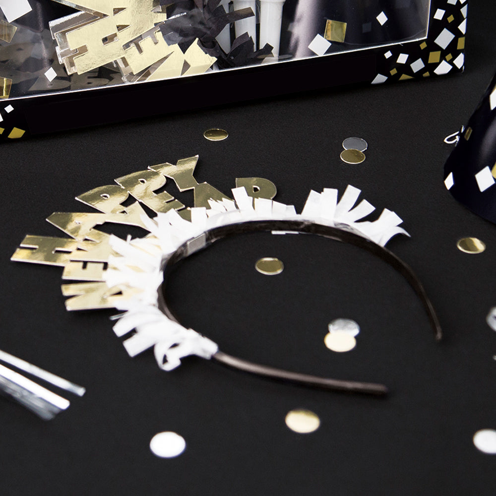 Gold and Silver Happy New Year Headbands - Pack of 4