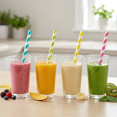 Pastel Colours Paper Smoothie Straws - Pack of 10