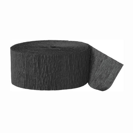 Black Crepe Paper Streamer - 25m