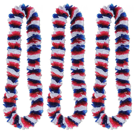 Red White & Blue Hawaiian Lei - Box of 100