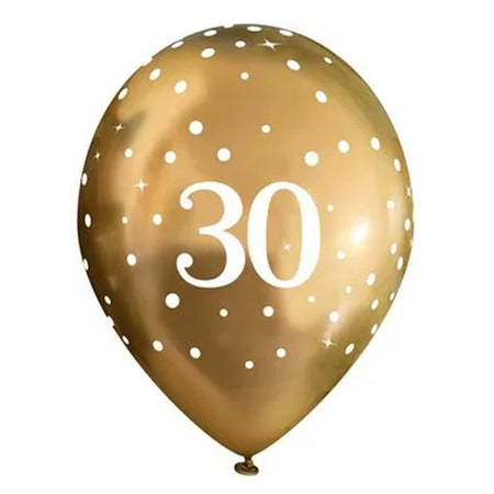 Gold Celebration 30th Birthday Latex Balloons - 11