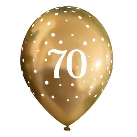 Gold Celebration 70th Birthday Latex Balloons - 11