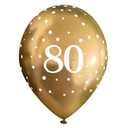 Gold Celebration 80th Birthday Latex Balloons - 11