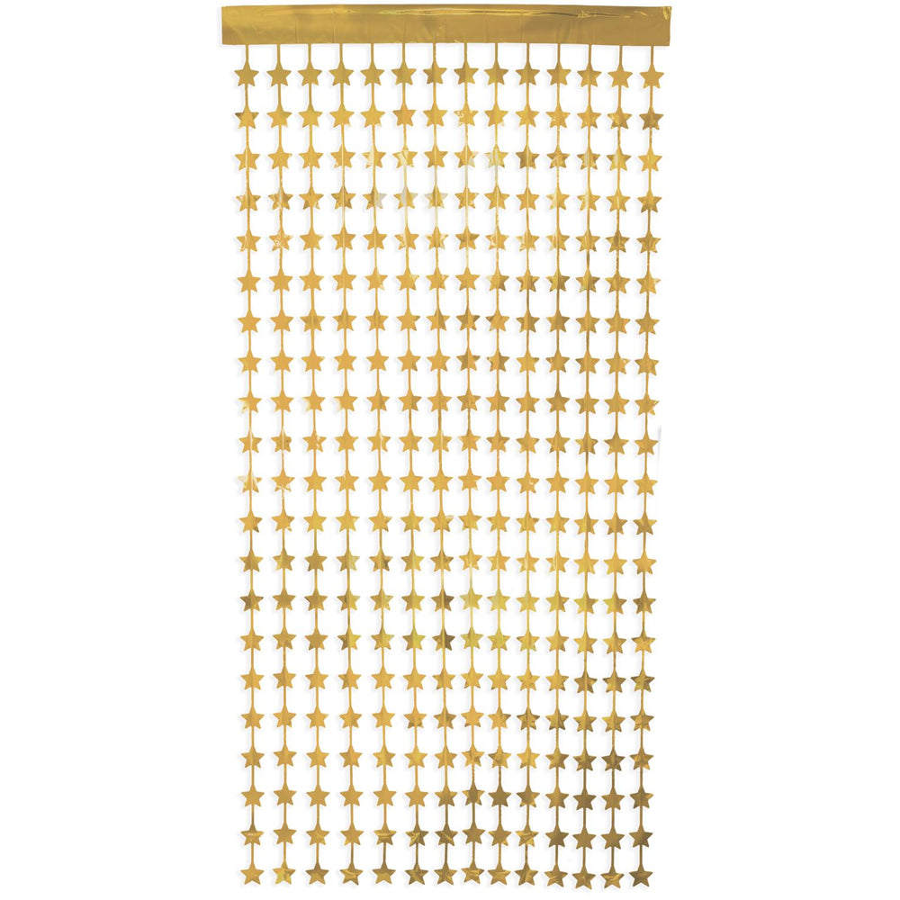 Gold Star Shaped Fringe Curtain Backdrop - 2m