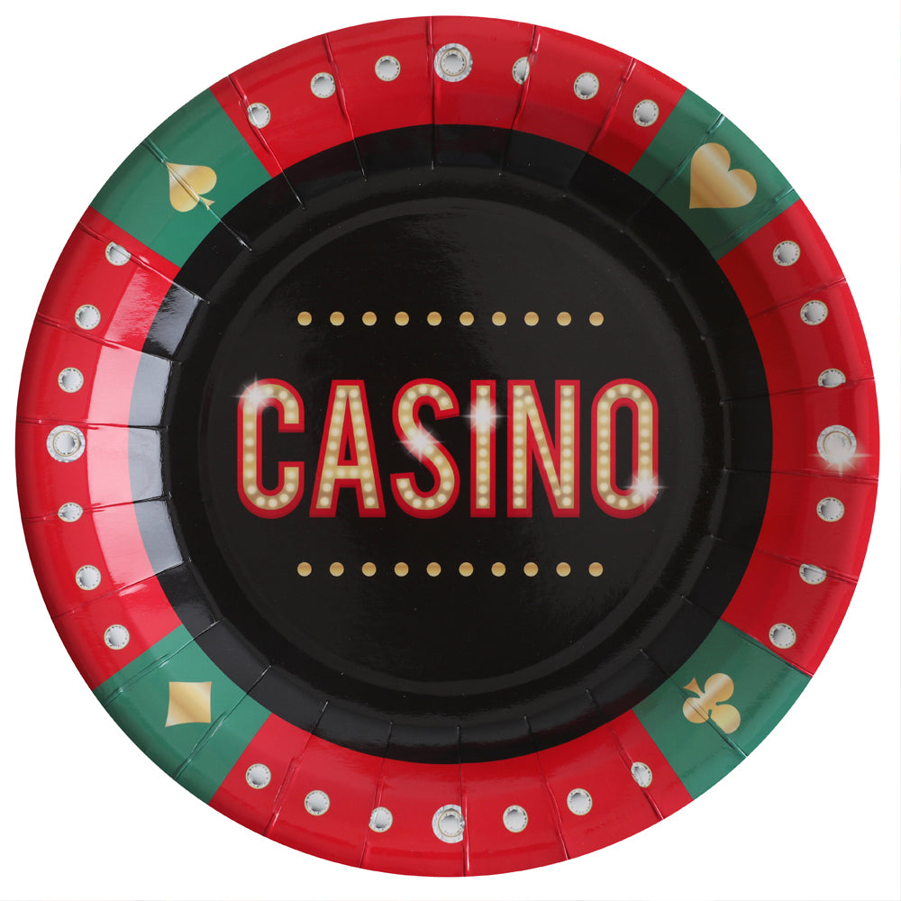 Casino Paper Plates - 22.5cm - Pack of 10