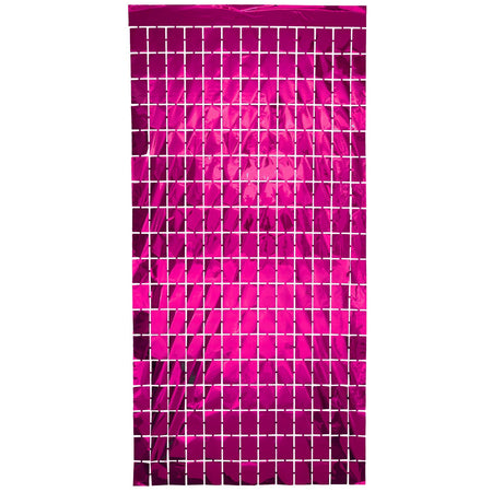 Hot Pink Fuchsia Metallic Square Party Backdrop - 97cm x 1.98m