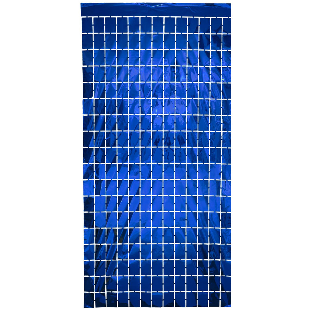 Royal Blue Metallic Square Party Backdrop - 97cm x 1.98m