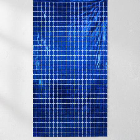 Royal Blue Metallic Square Party Backdrop - 97cm x 1.98m