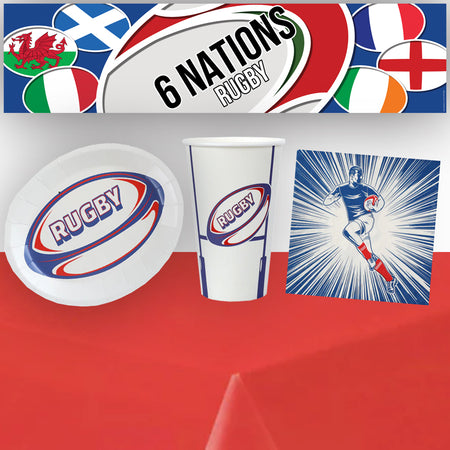 6 Nations Rugby Tableware Pack for 10 with FREE Banner!