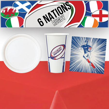 6 Nations Rugby Tableware Pack for 10 with FREE Banner!
