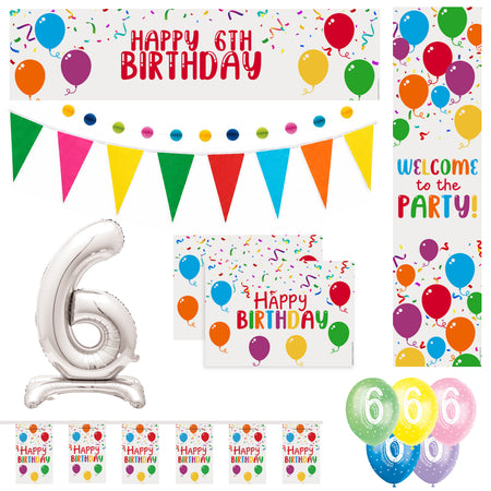 6th Birthday Rainbow Balloons Decoration Pack