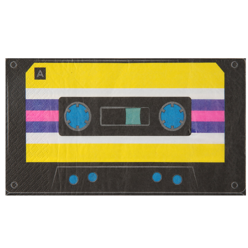 1990s Casette Tape Paper Napkins - 40cm x 33cm - Pack of 20